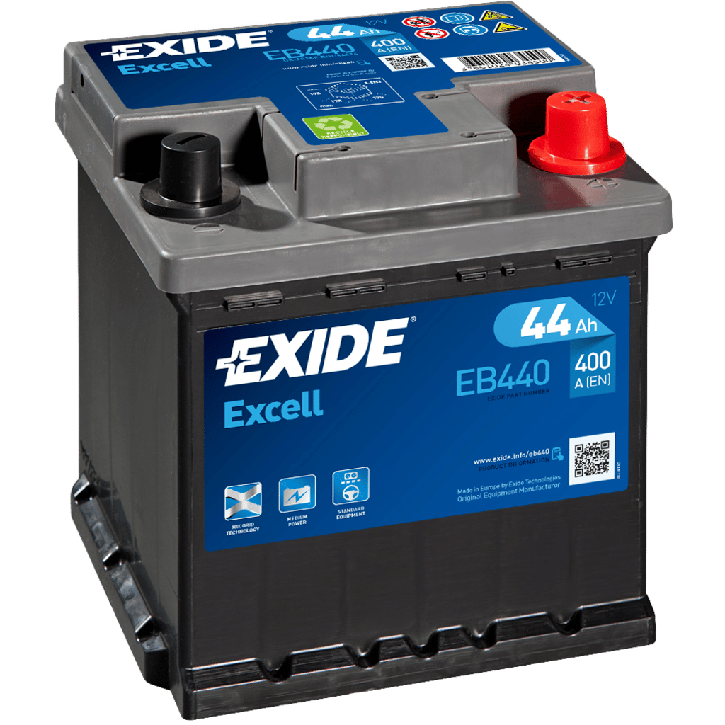 Exide Excell EB440 Battery. 44Ah - 400A(EN) 12V. Case L0