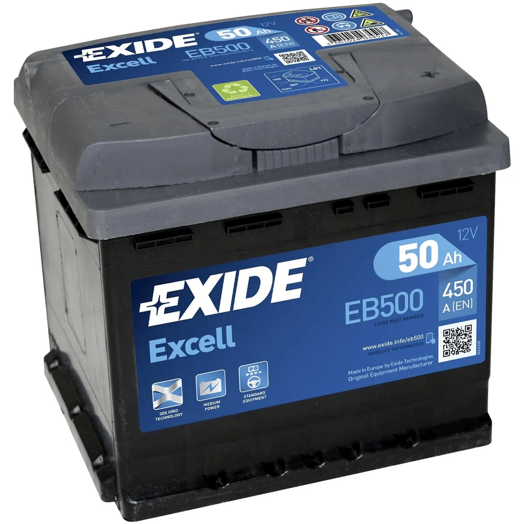 Exide Excell 12V 50Ah 450A/EN EB500 Autobatterie Exide. TecDoc: .