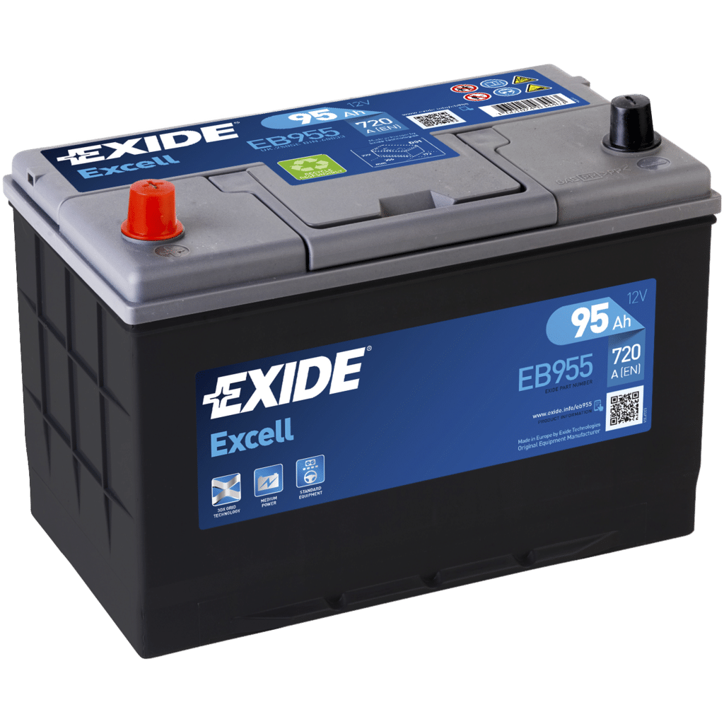 Batterie Exide Excell EB955. 95Ah - 760A(EN) 12V. Mallette D31  (306x173x222mm) - VT BATTERIES