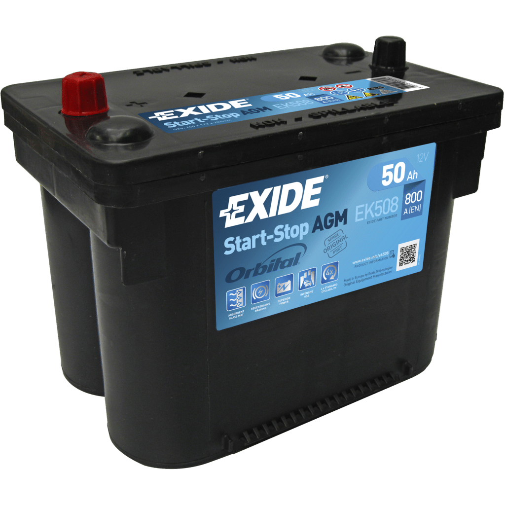 Exide Agm AGM Battery. EK508. 50Ah - 800A(EN) 12V. (260x173x190mm) - VT  BATTERIES