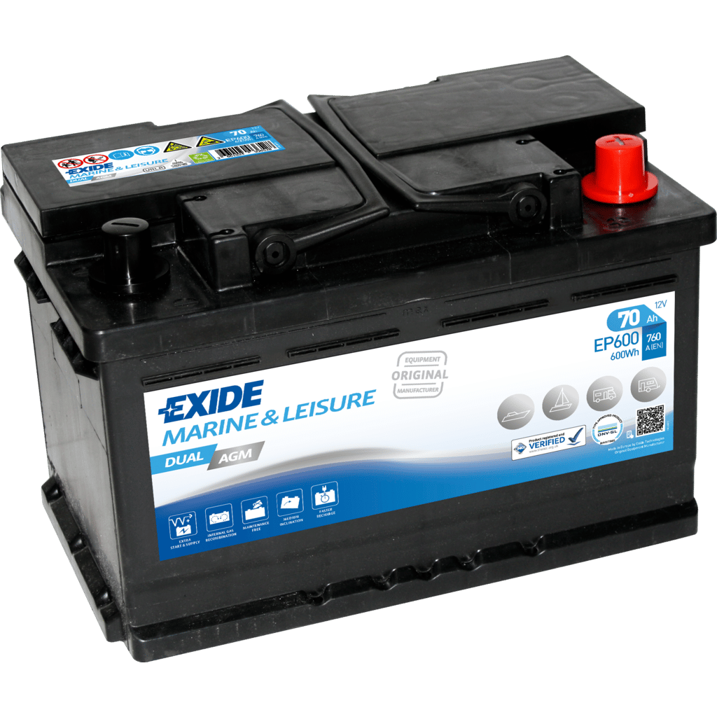 Exide Marina Dual EP600 Battery. 70Ah - 760A(EN) 12V. Box L3