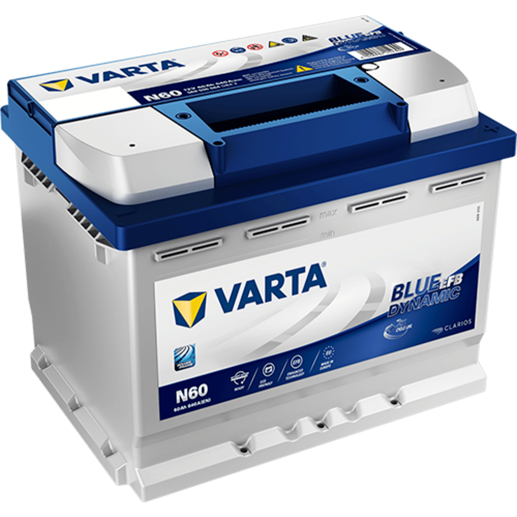 Batterie Varta Blue Dynamic Efb EFB. N60. 60Ah - 640A(EN) 12V. Boîte L2  (242x175x190mm) - VT BATTERIES