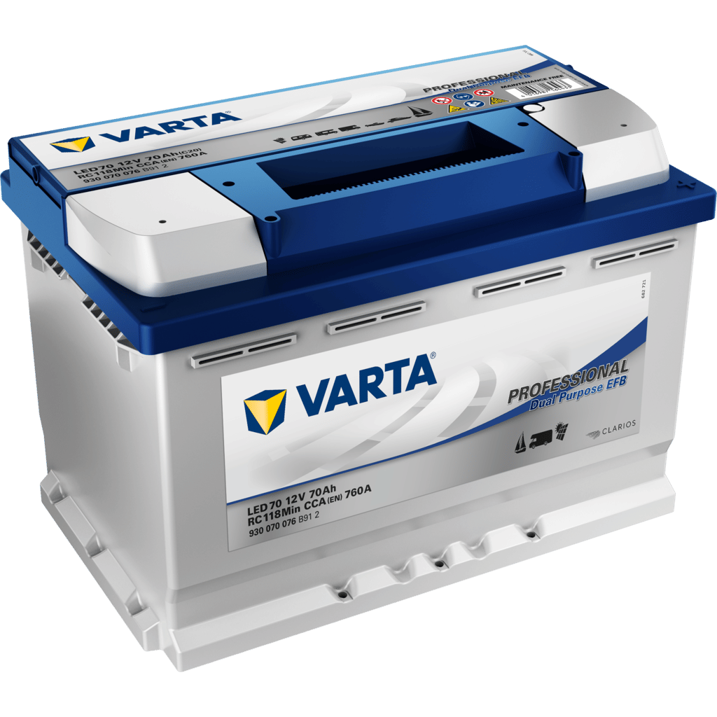 Battery Varta Dual Purpose Efb EFB. LED70. 70Ah - 760A(EN) 12V. Box L3  (278x175x190mm) - VT BATTERIES