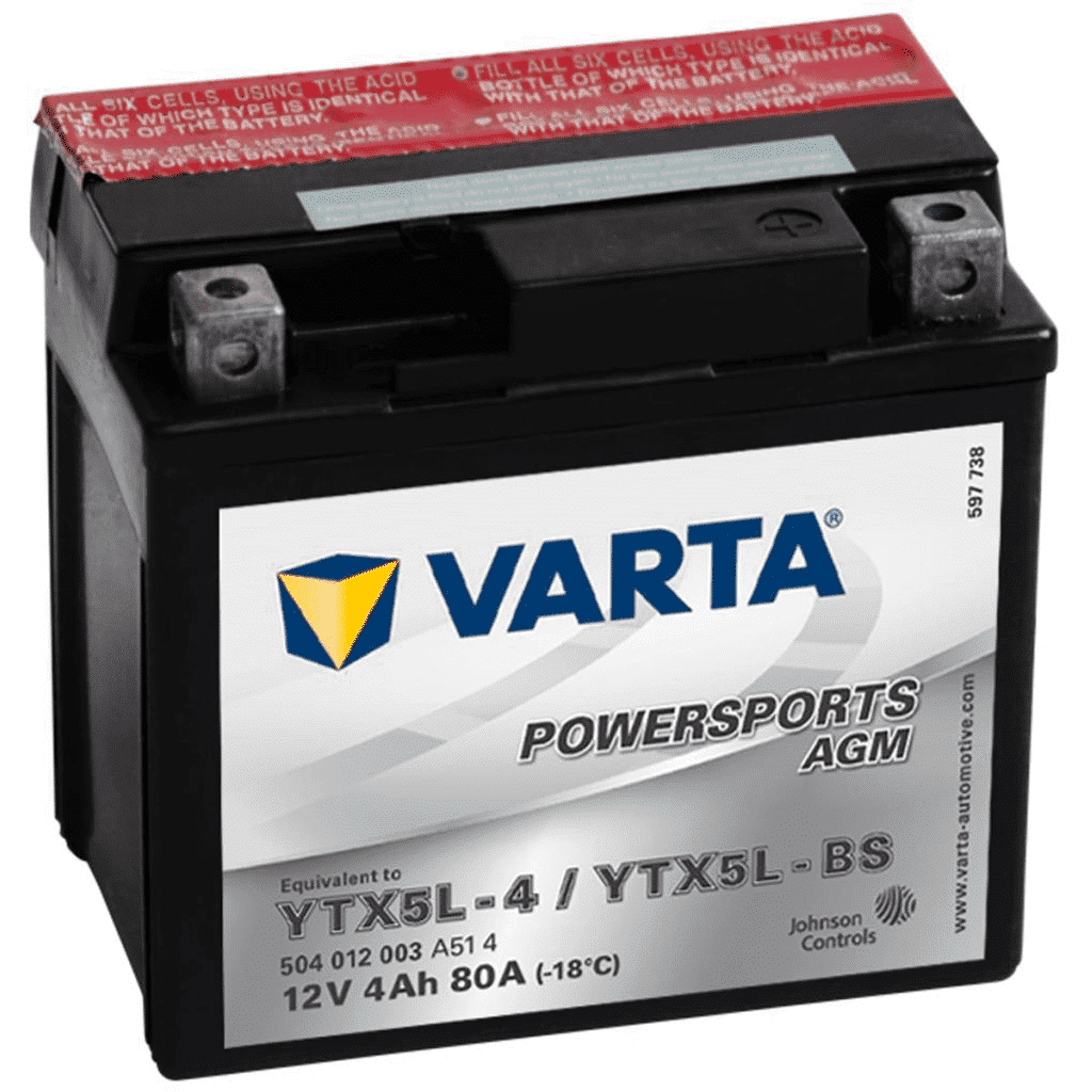 Batería Varta Motocicleta YTX5L-4/YTX5L-BS-VARTA. 4Ah - 80A(EN) 12V.  (114x71x106mm) - VT BATTERIES