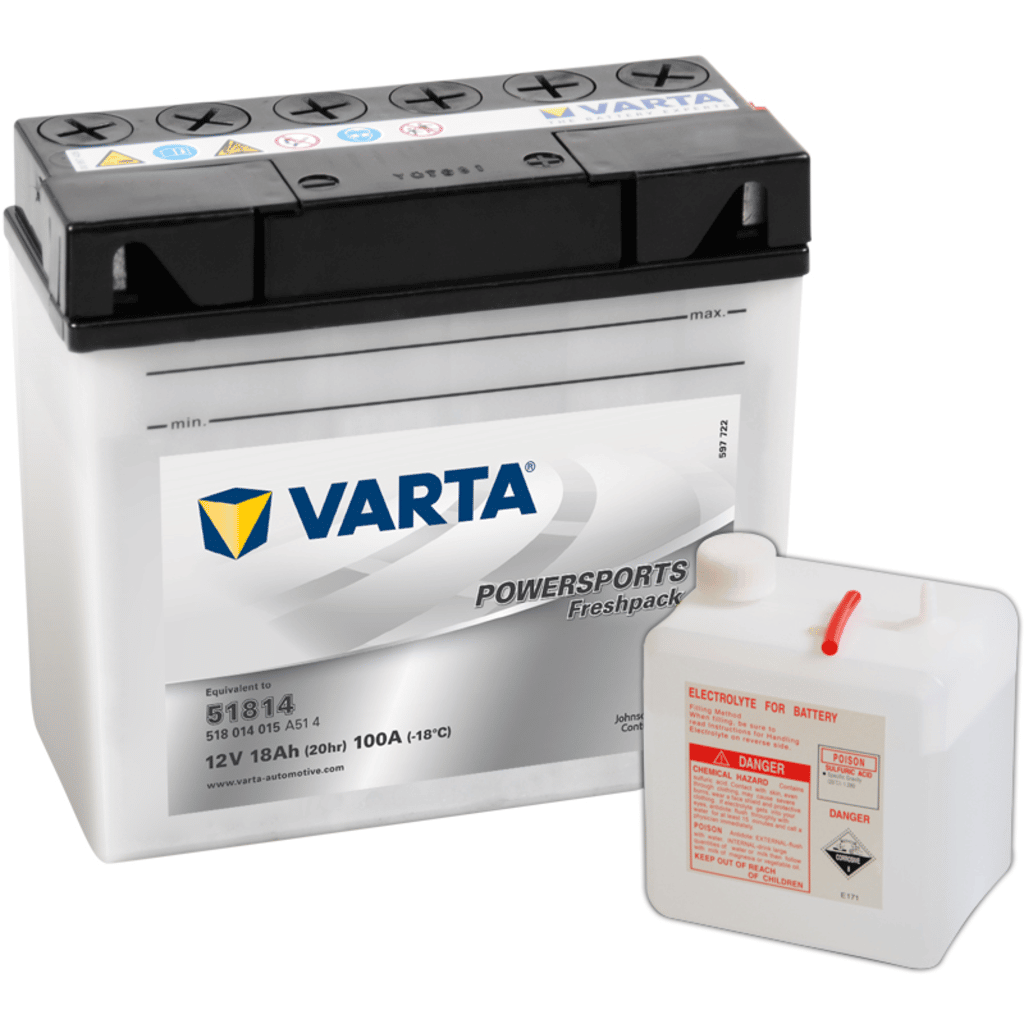 Varta Motorcycle Battery 51814. 18Ah - 100A(EN) 12V (186x82x171mm) VT BATTERIES