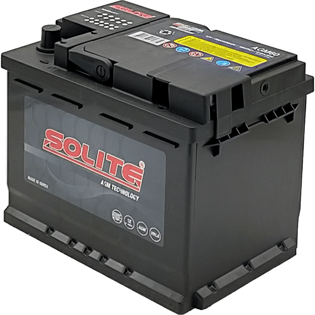 Solite Agm AGM Battery. AGM60. 60Ah 12V. Box L2 (242x174x189mm) - VT  BATTERIES
