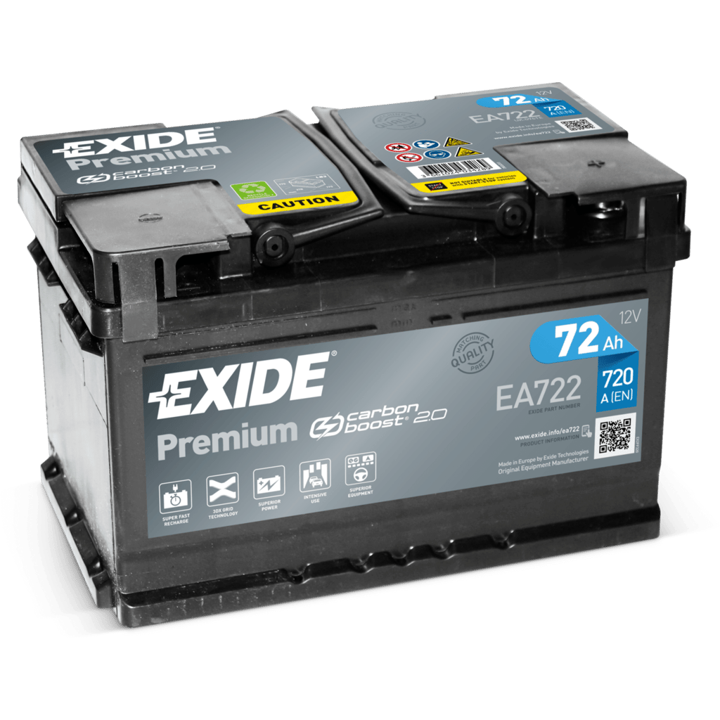 Exide Premium EA722 Battery. 72Ah - 720A(EN) 12V. LB3 case