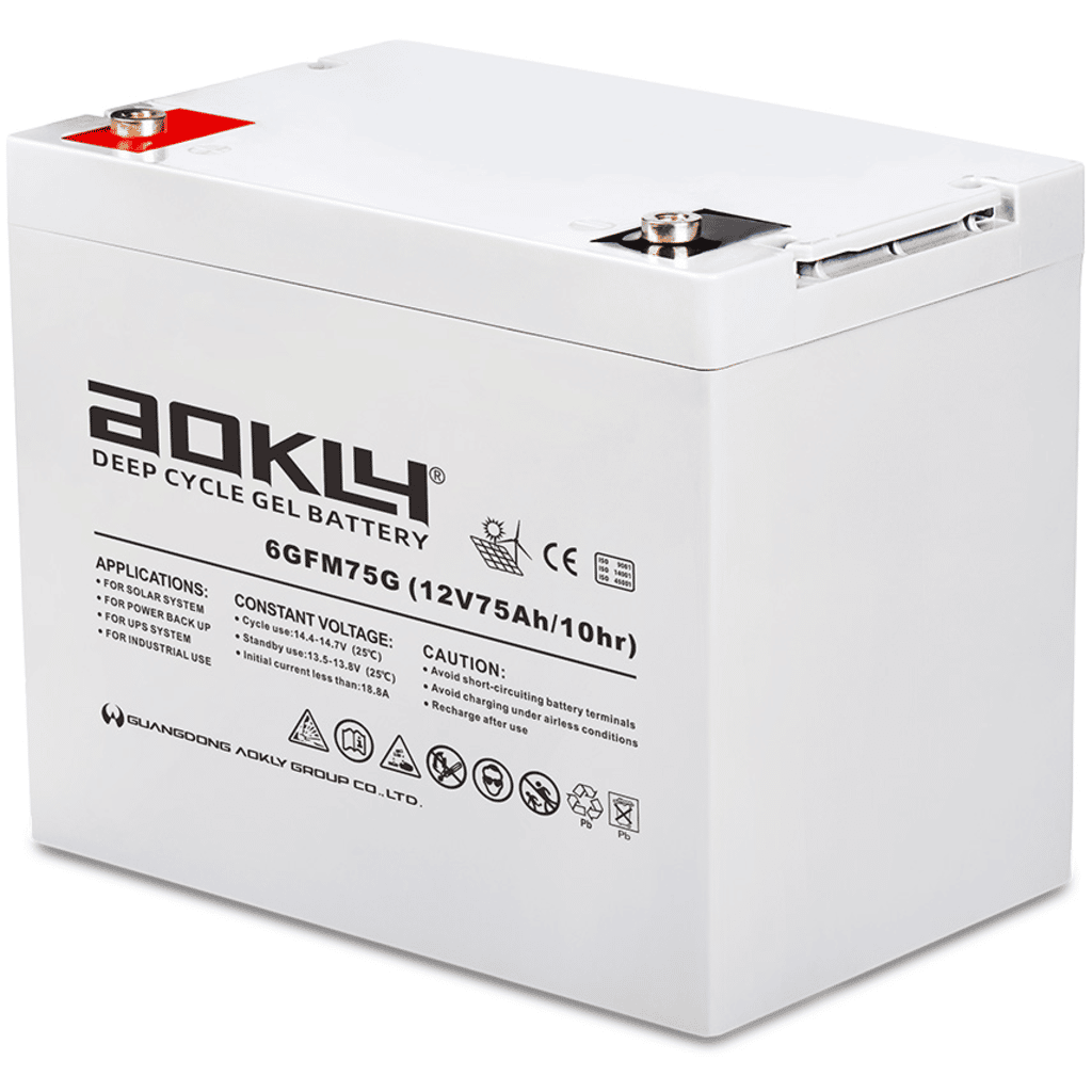 Aokly Gel Vrla GEL Battery. 6GFM75G. 75Ah 12V. (260x168x210mm)